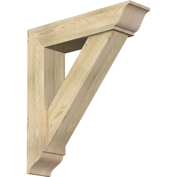 Ekena Millwork Traditional Traditional Rough Sawn Bracket w/ Offset Brace, Douglas Fir, 8"W x 34"D x 38"H BKT0806X34X38TRA01RDF - main